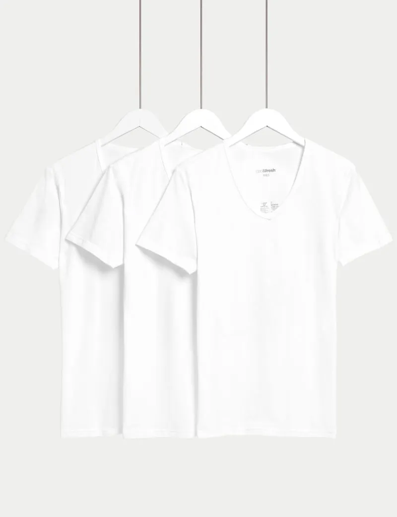 3pk Cotton Rich Cool & Fresh™ V-Neck Vests