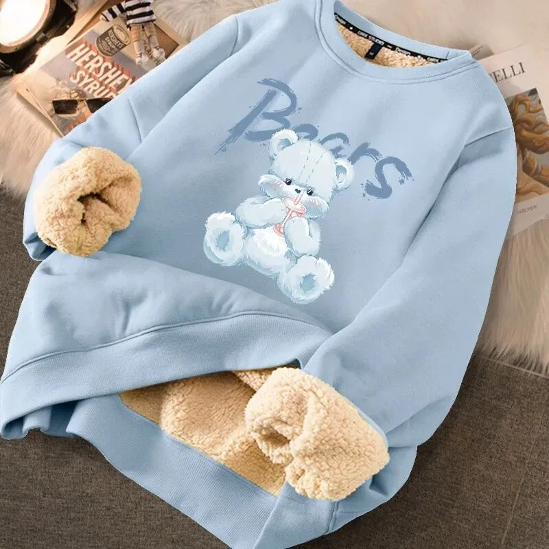 Autumn Winter Women Thicken Thermal Sweatshirts Fleece Warm Hoodies