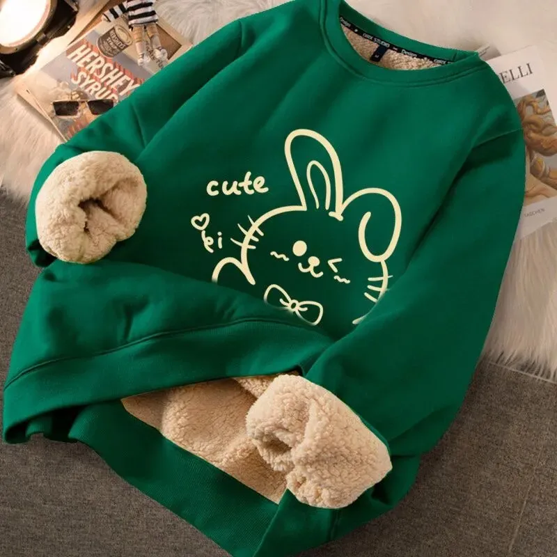 Autumn Winter Women Thicken Thermal Sweatshirts Fleece Warm Hoodies