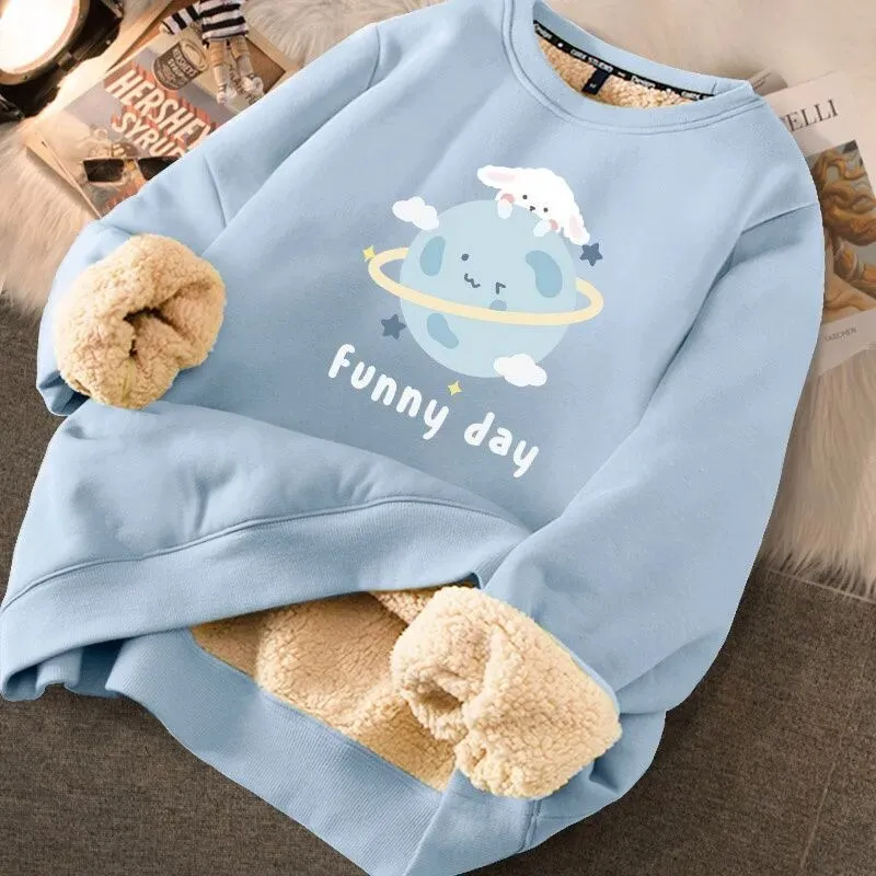Autumn Winter Women Thicken Thermal Sweatshirts Fleece Warm Hoodies