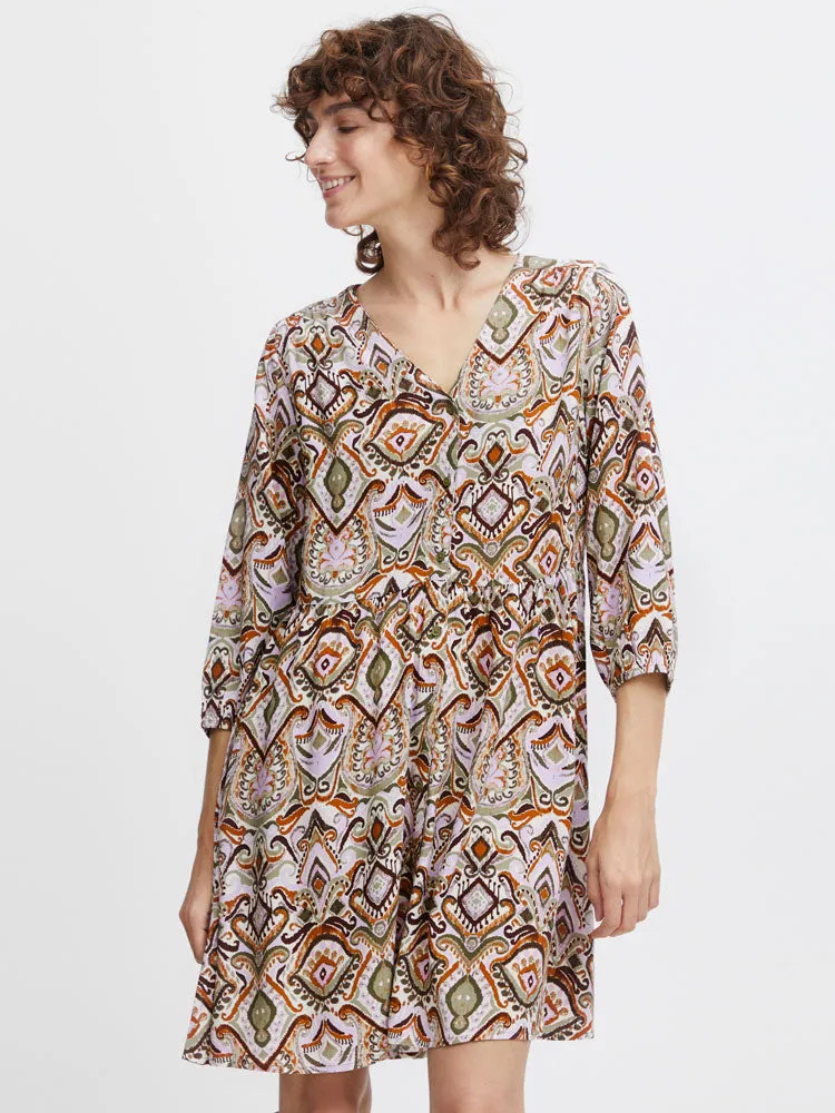 B Young ByMMJoella V Neck Dress Aloe Boho Mix