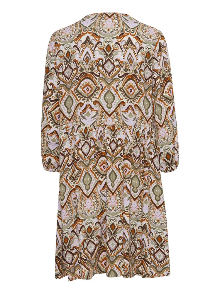 B Young ByMMJoella V Neck Dress Aloe Boho Mix