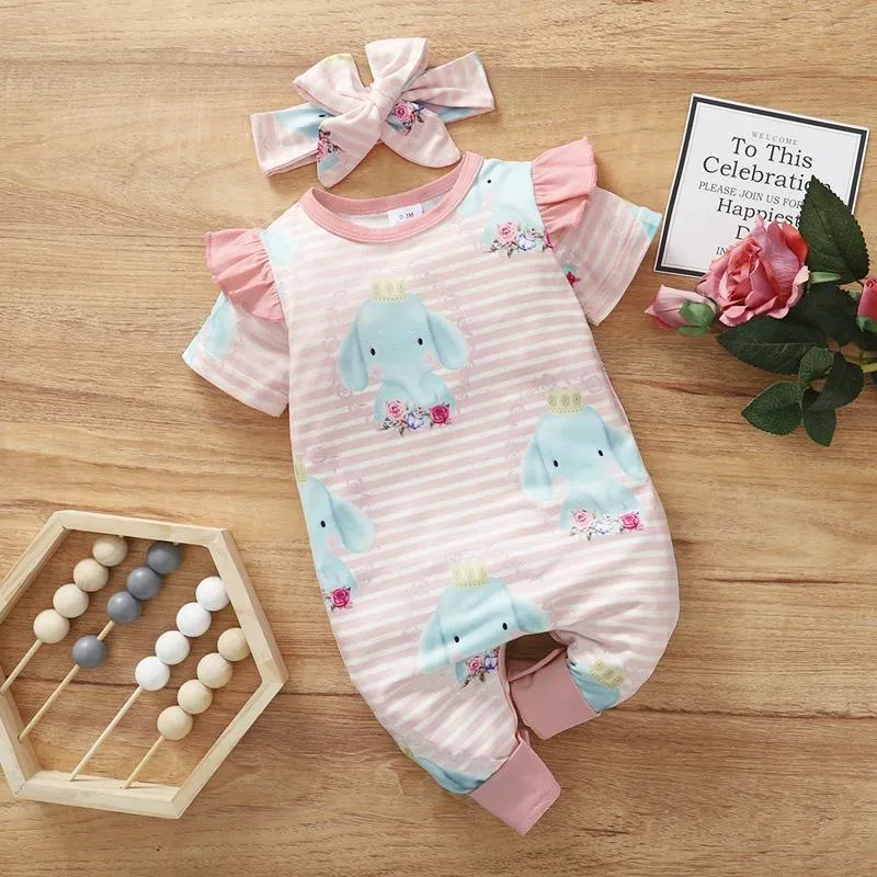 Baby Girl 2pcs Floral Pattern Jumpsuit & Headhand