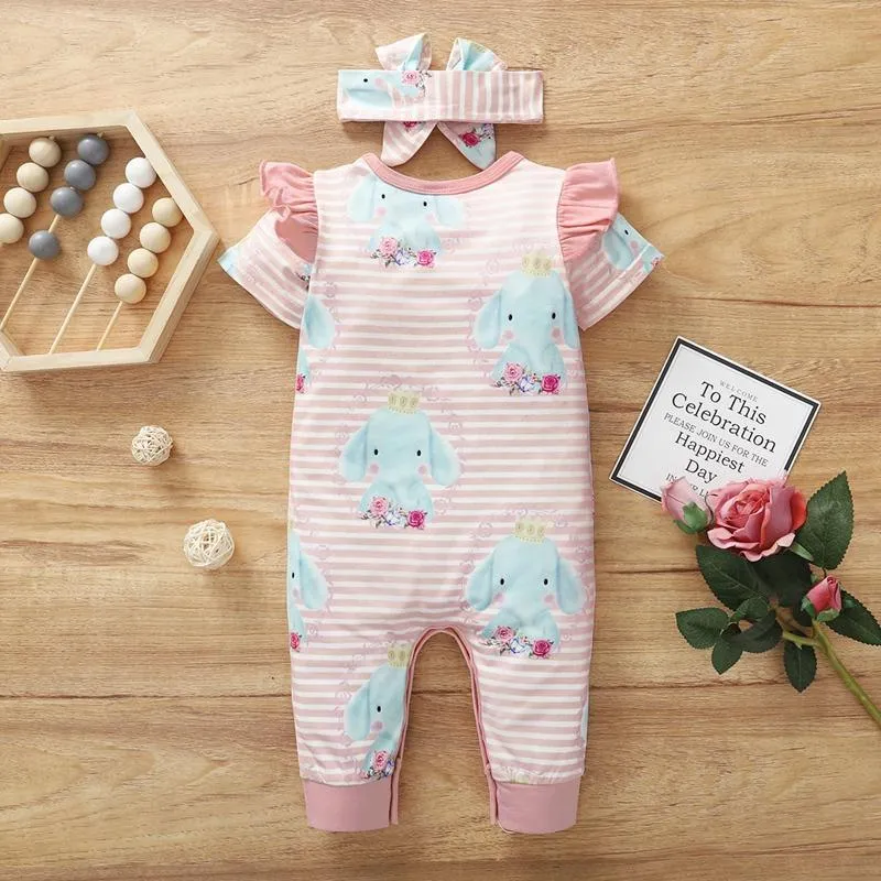Baby Girl 2pcs Floral Pattern Jumpsuit & Headhand