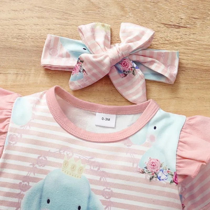 Baby Girl 2pcs Floral Pattern Jumpsuit & Headhand