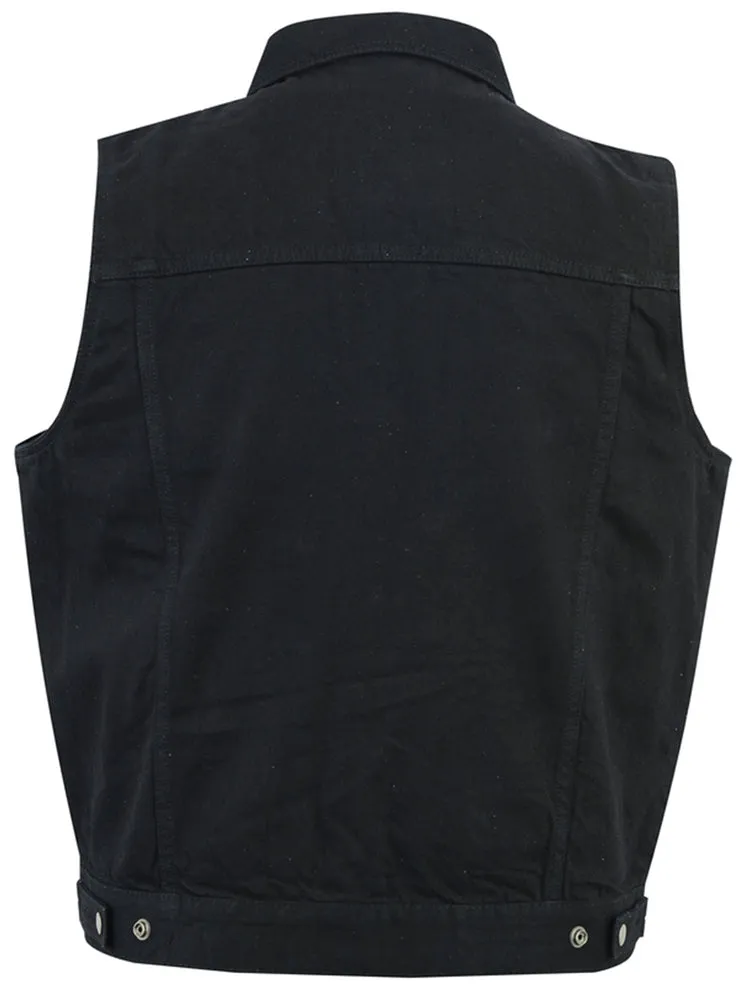 BK Snap/Zipper Front Denim Vest- Black
