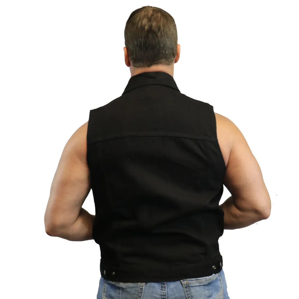 BK Snap/Zipper Front Denim Vest- Black