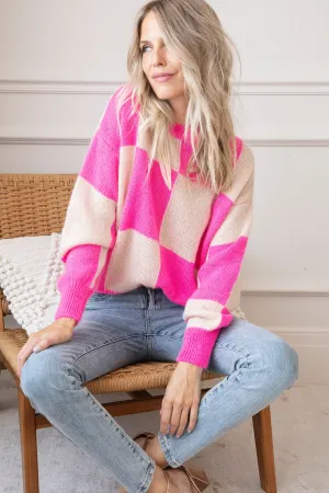 Chess Beige/Fuchsia - Trui
