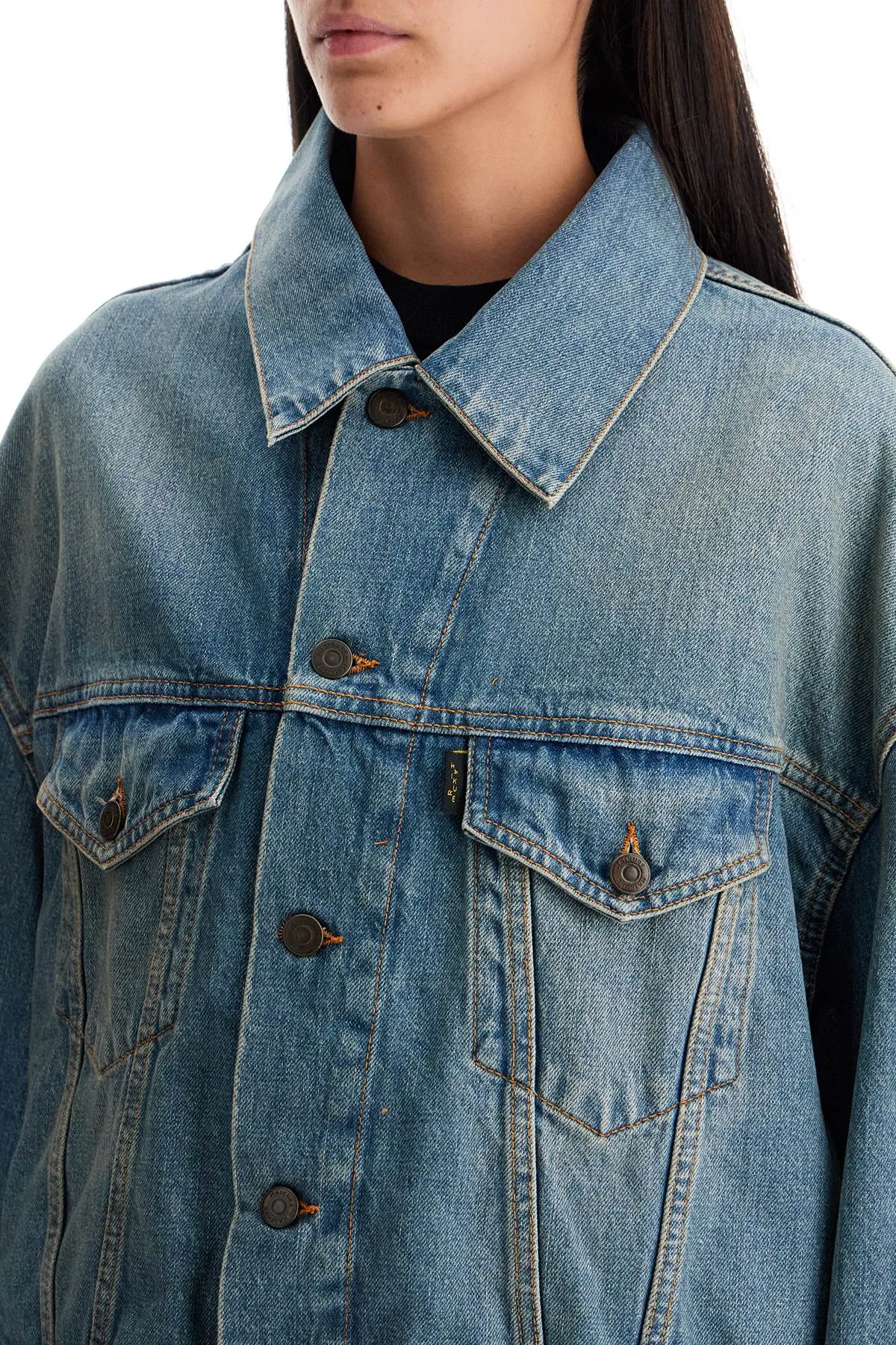 denim boxy jacket with spencer HEW09101DF095 OIL BLUE
