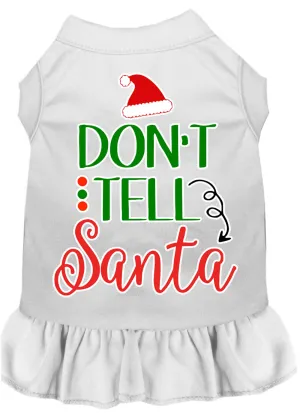 Don't Tell Santa Screen Print Dog Dress White Xxl