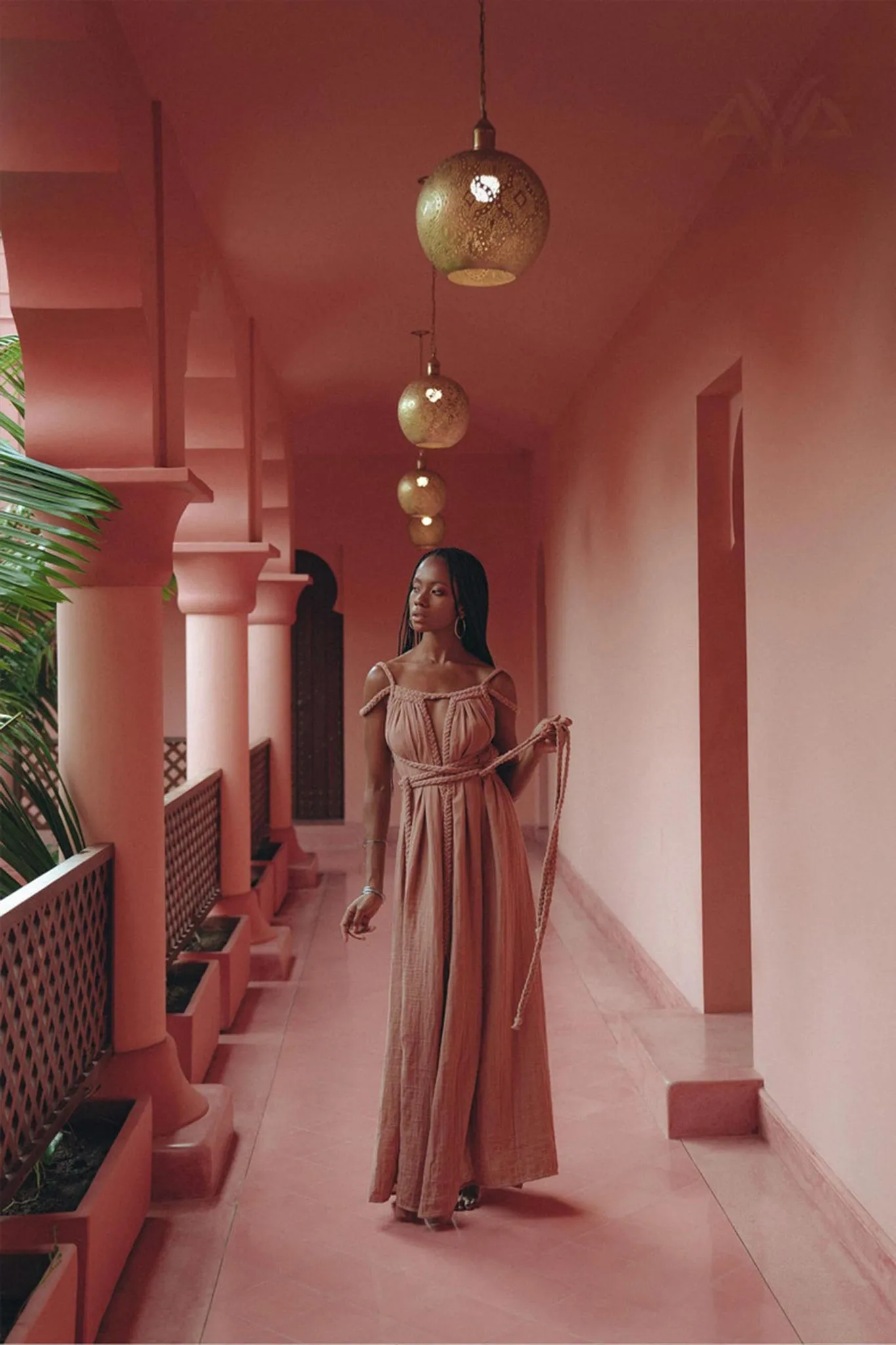 Dusty Pink Greek Goddess Prom Boho Dress