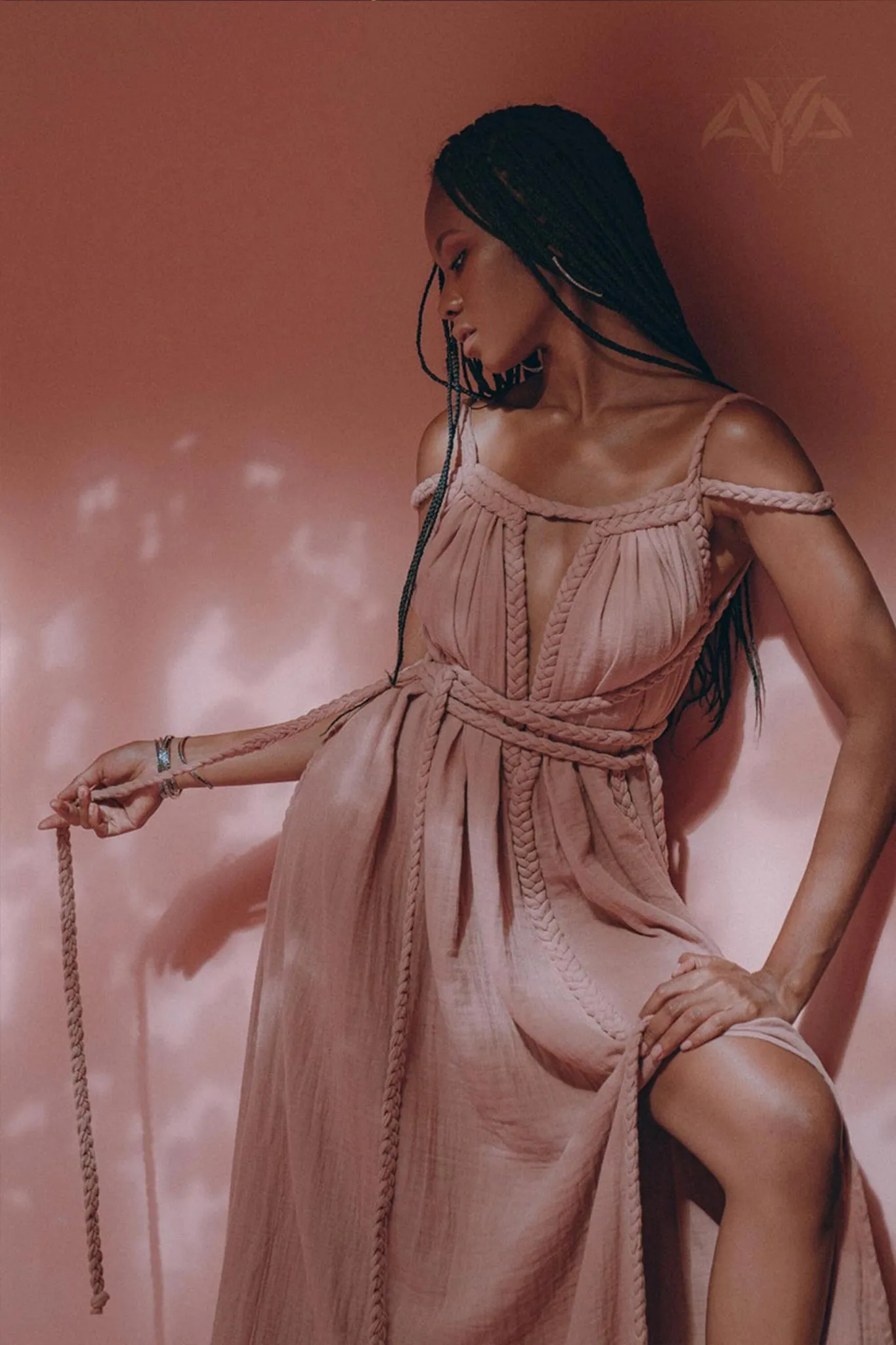 Dusty Pink Greek Goddess Prom Boho Dress