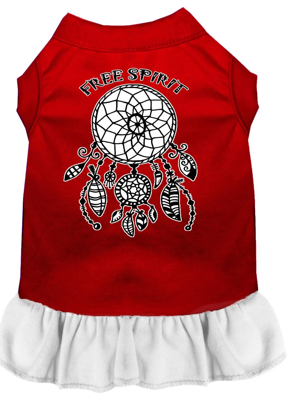 Free Spirit Screen Print Dog Dress Red With White Xxl (18)