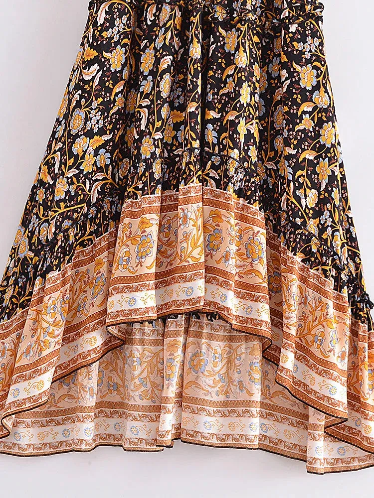 High Elastic Waist Asymmetric Skirt - 2 Prints