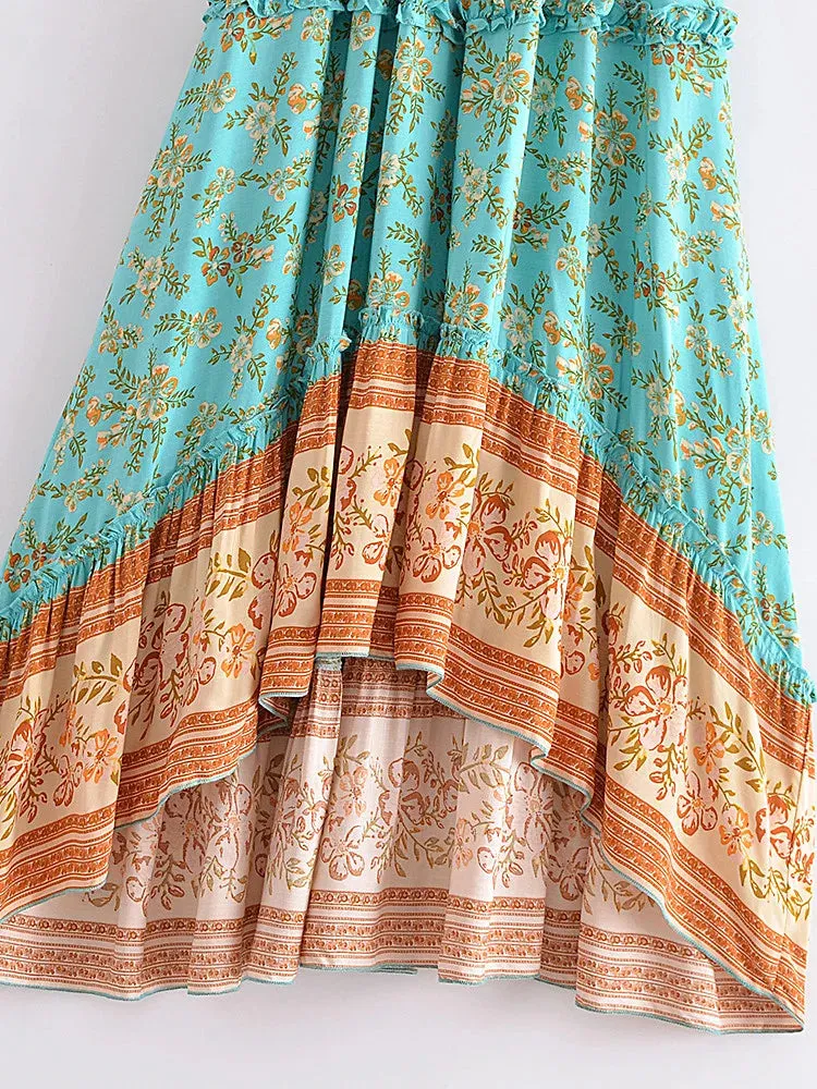High Elastic Waist Asymmetric Skirt - 2 Prints