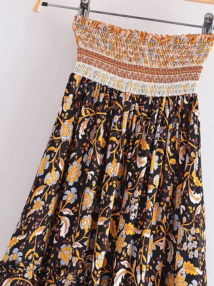 High Elastic Waist Asymmetric Skirt - 2 Prints
