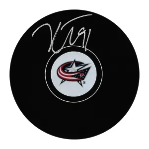 Kent Johnson Autographed Columbus Blue Jackets Puck