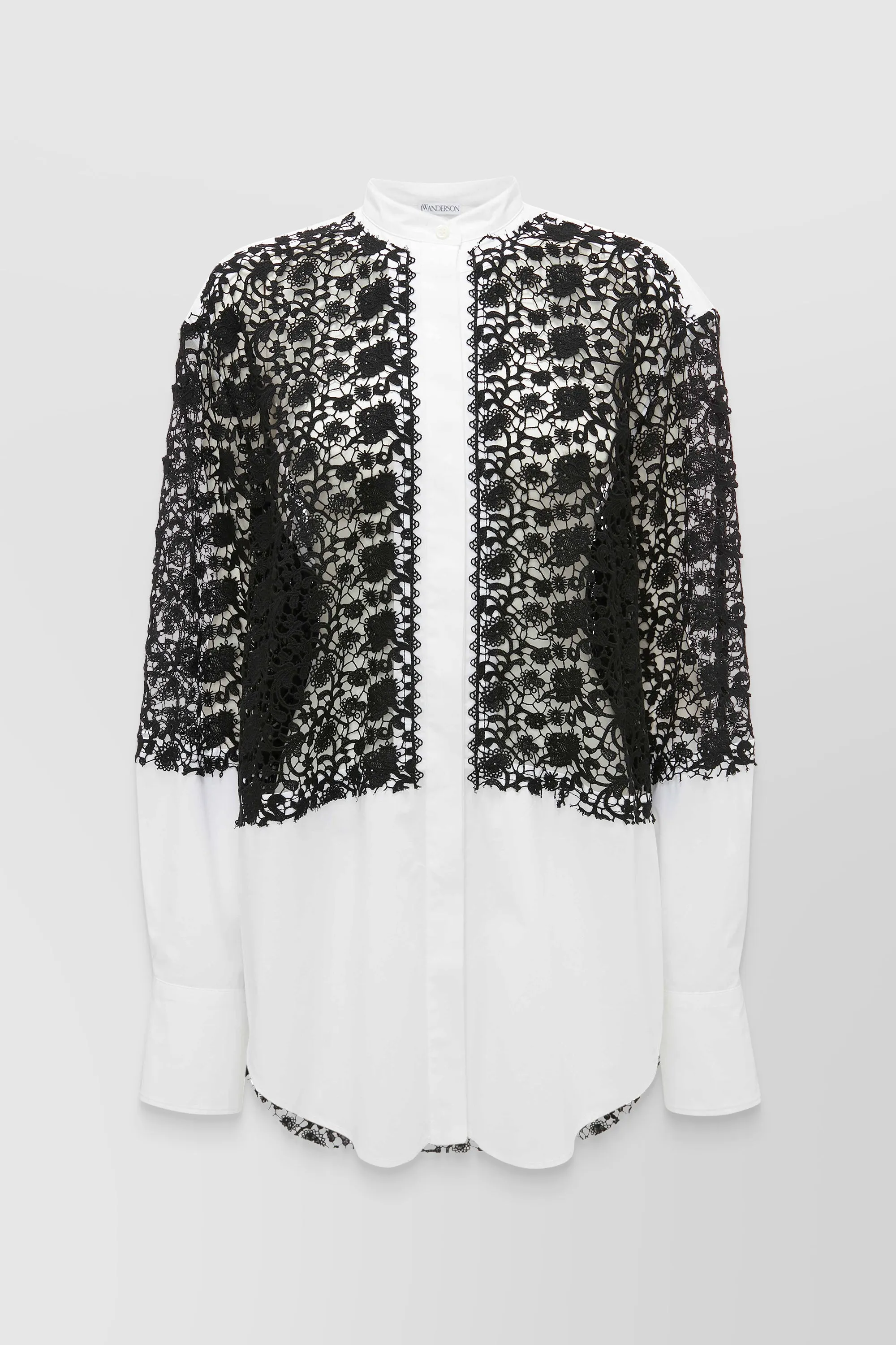 Lace insert oversize shirt