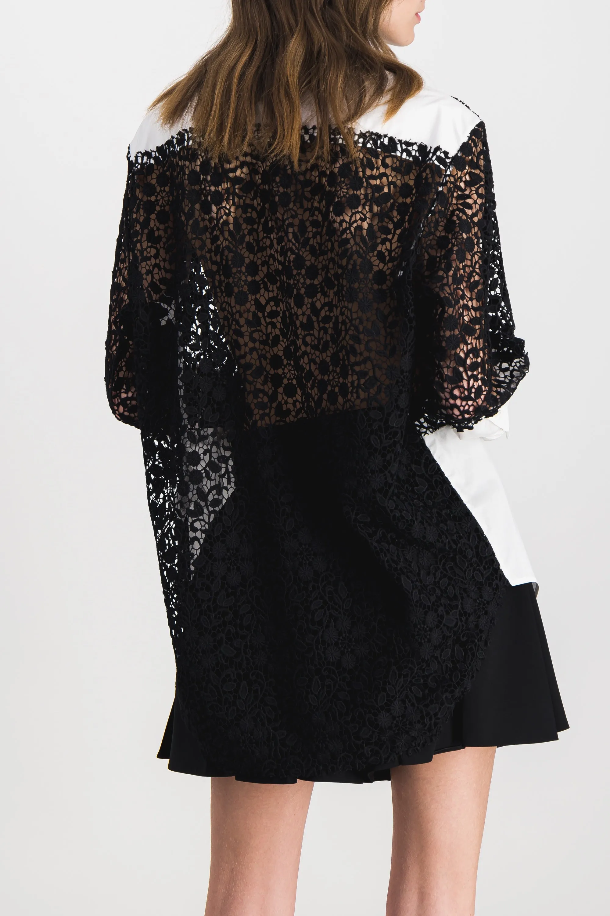 Lace insert oversize shirt