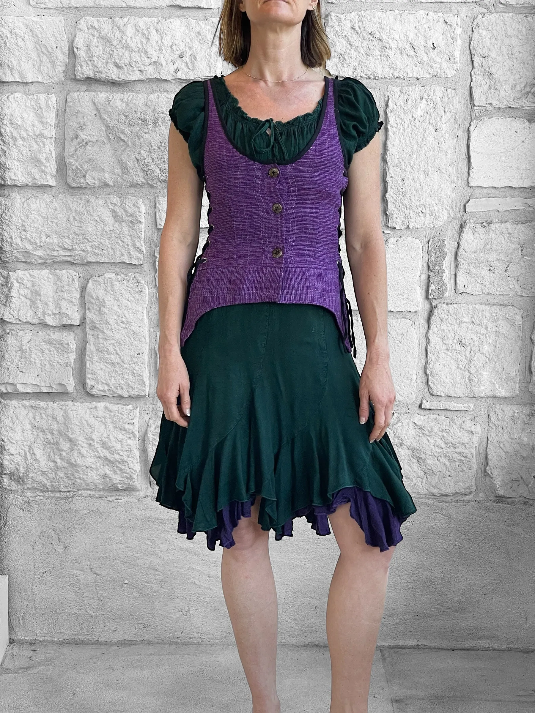 'Long Petal Vest' - Raw Cotton Purple