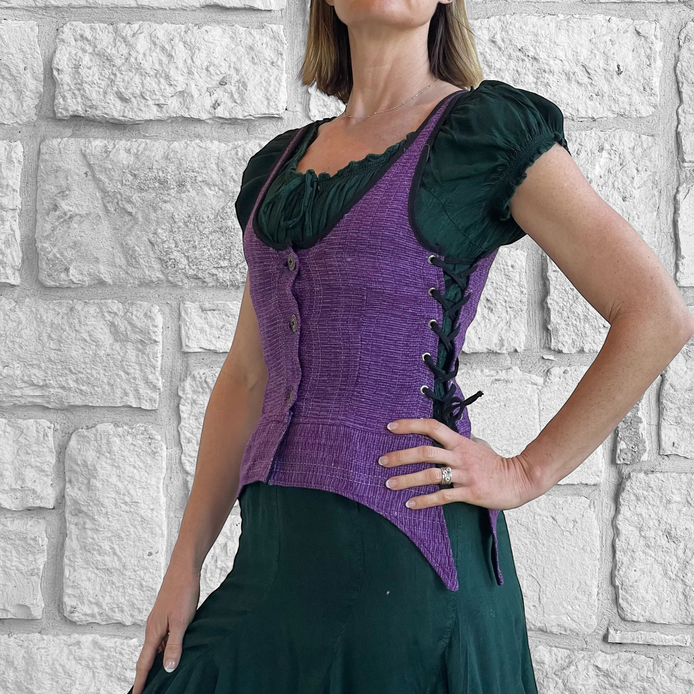 'Long Petal Vest' - Raw Cotton Purple