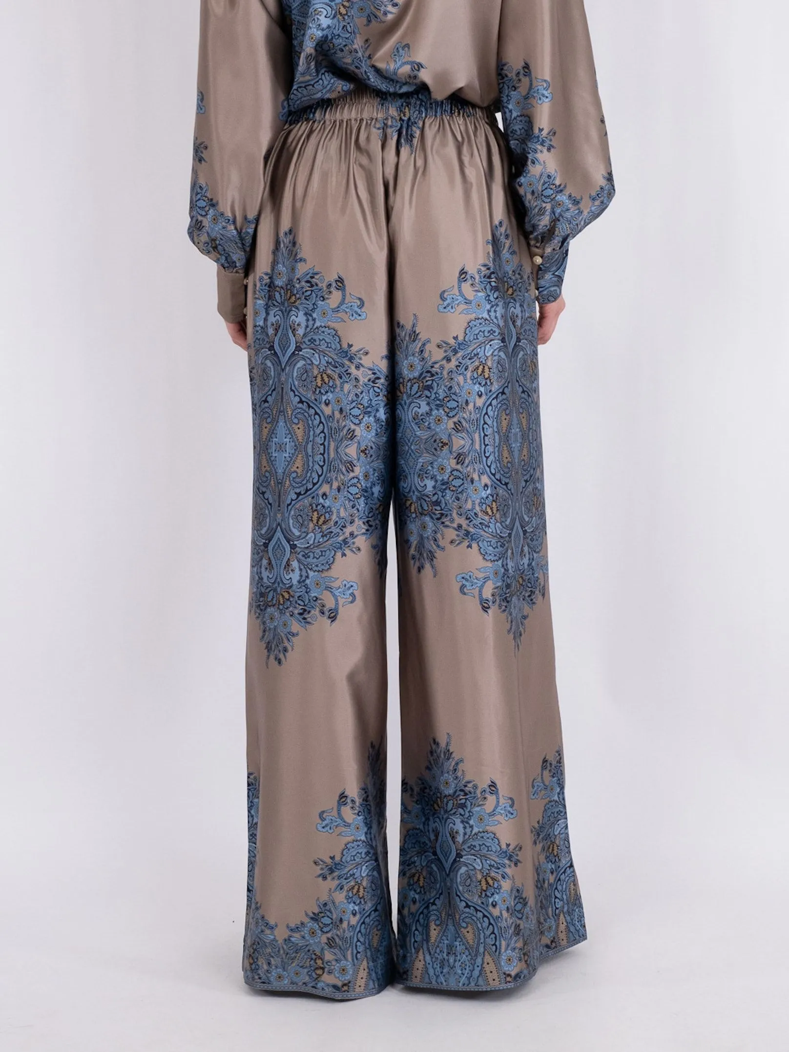 Mana Paisley Border Pants - Blue
