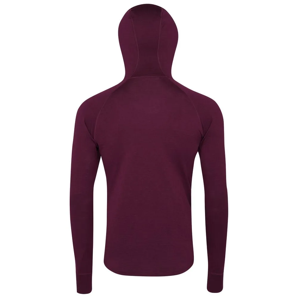 Mens Merino 200 Zip Neck Hoodie (Wine)