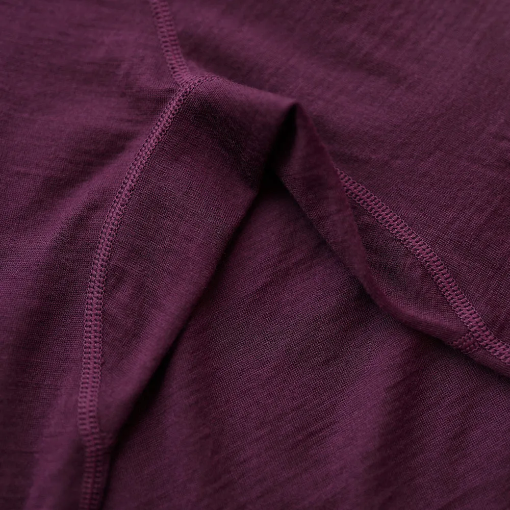 Mens Merino 200 Zip Neck Hoodie (Wine)