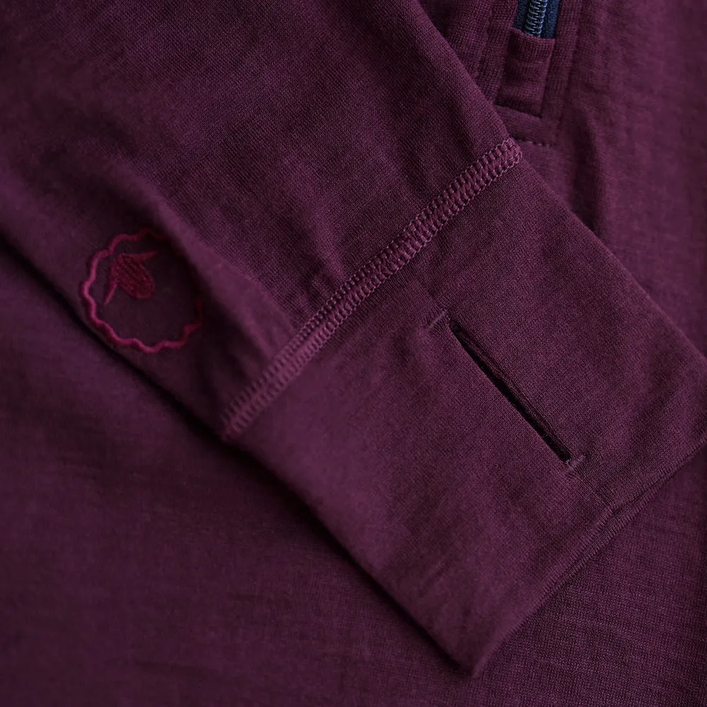 Mens Merino 200 Zip Neck Hoodie (Wine)