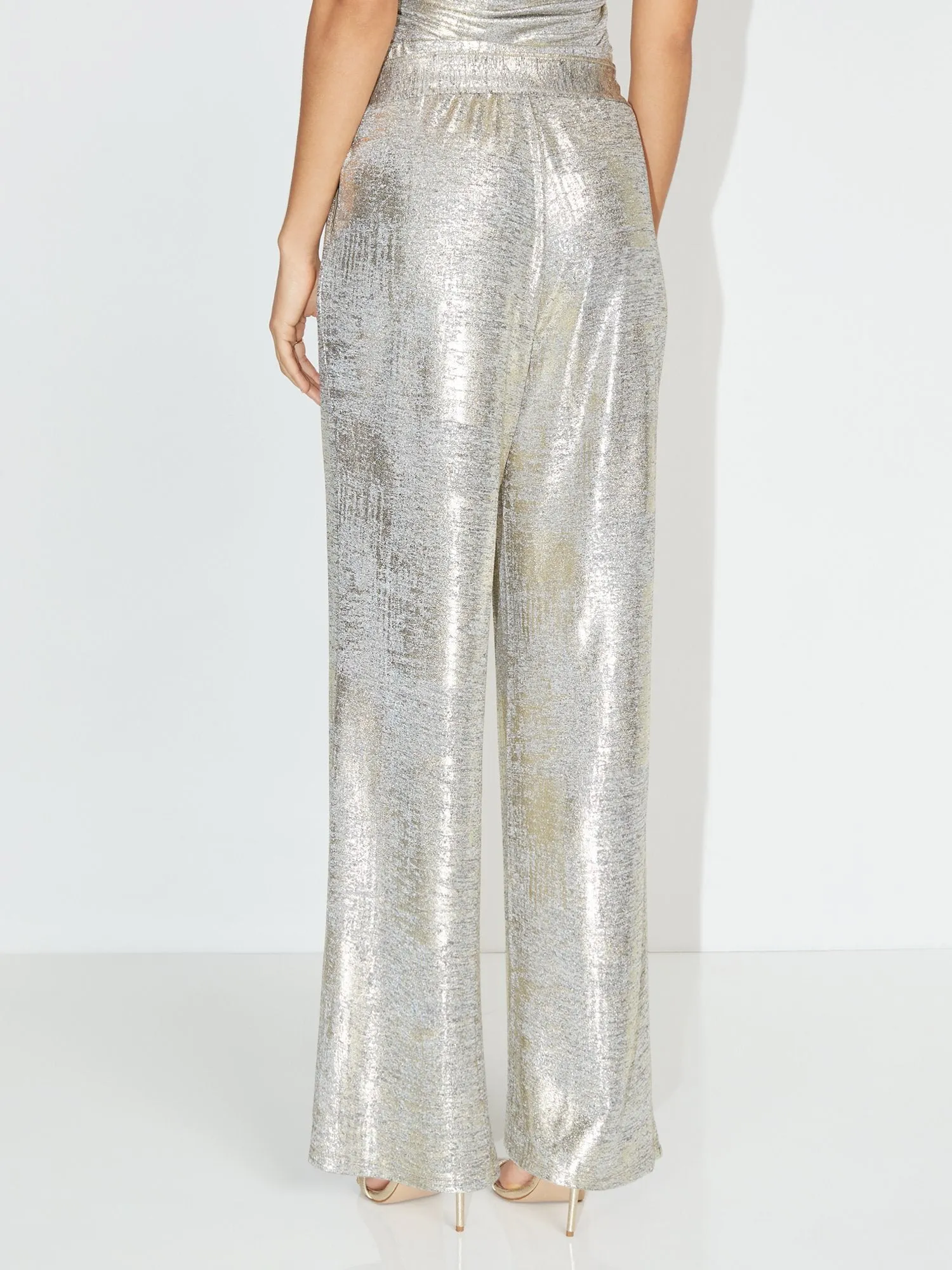 Metallic Waist Tie Wide-Leg Pant - NY&C Style System