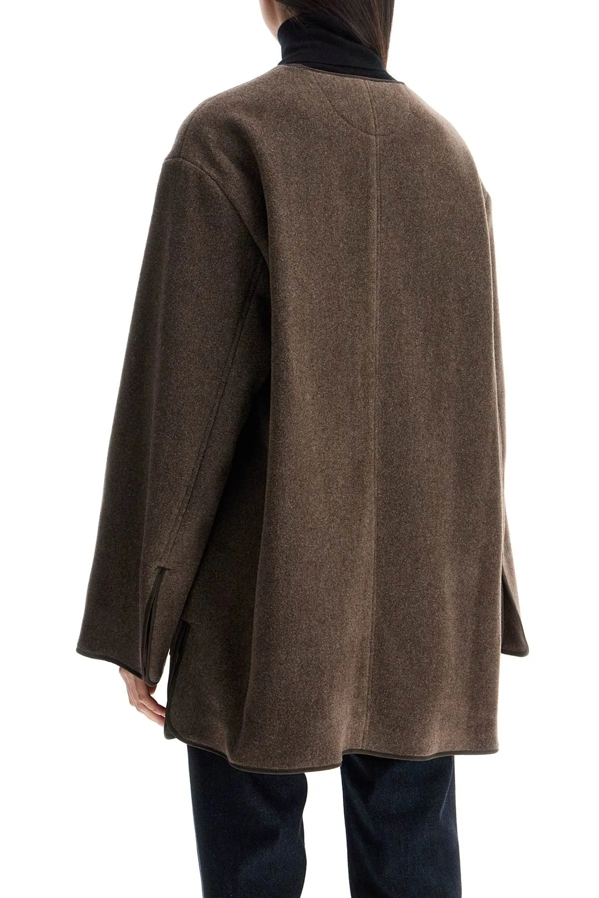 oak melange wool felt jacket with zip loose fit 251 WRO4262 FB0039 OAK MELANGE