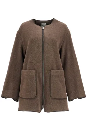 oak melange wool felt jacket with zip loose fit 251 WRO4262 FB0039 OAK MELANGE