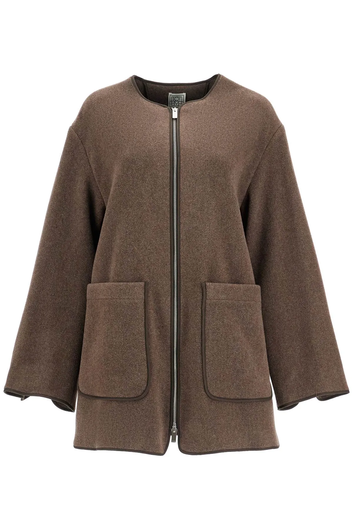oak melange wool felt jacket with zip loose fit 251 WRO4262 FB0039 OAK MELANGE