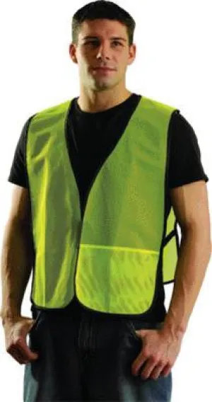 OccuNomix Regular Hi-Viz Yellow OccuLux Lightweight Polyester And Mesh Non-ANSI Economy Vest With Front Hook And Loop Closure, Side Elastic Straps And 1 Pocket