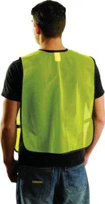 OccuNomix Regular Hi-Viz Yellow OccuLux Lightweight Polyester And Mesh Non-ANSI Economy Vest With Front Hook And Loop Closure, Side Elastic Straps And 1 Pocket