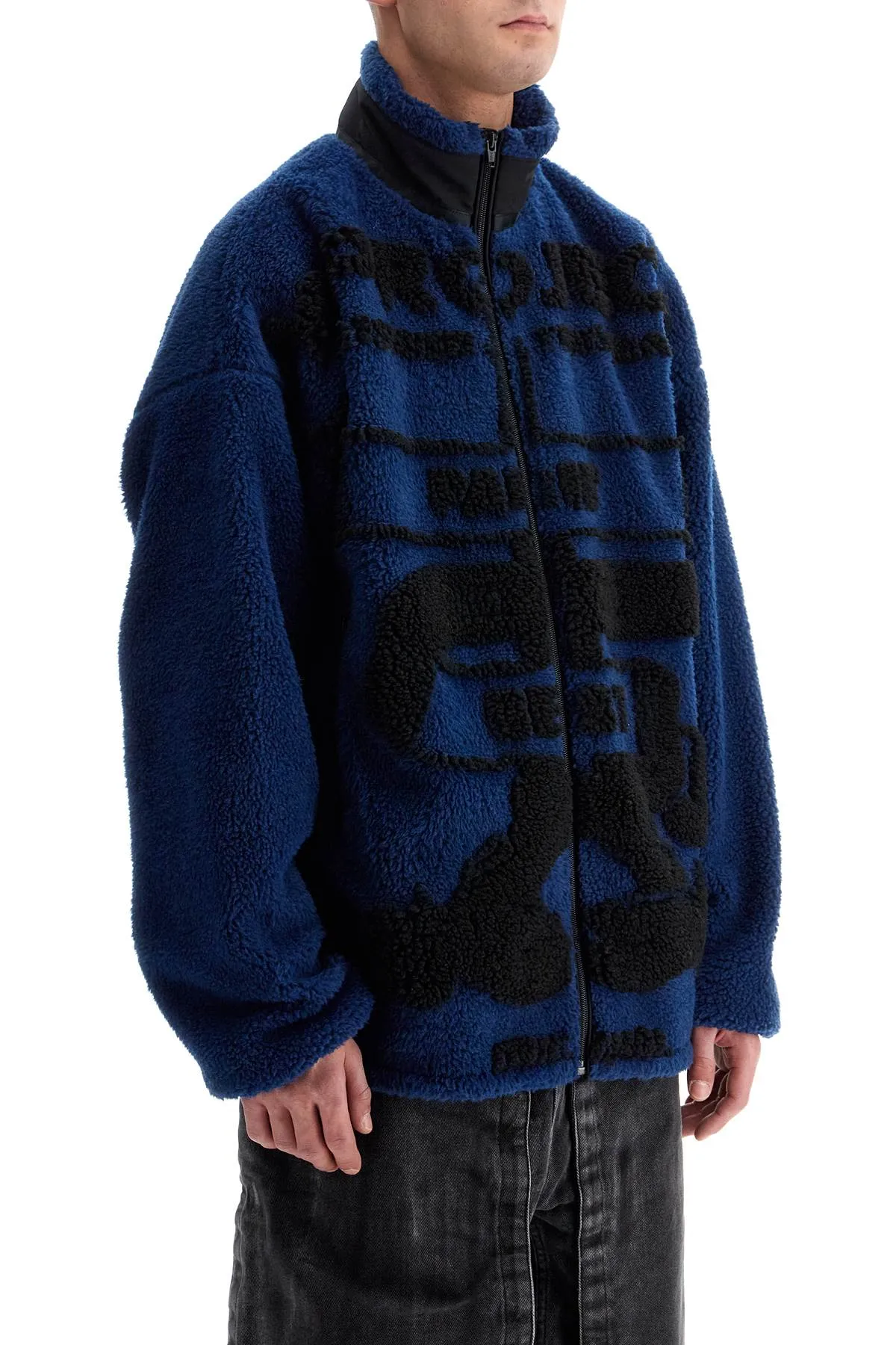 "paris best pile jacket - 209JA002 F571 DARK BLUE/BLACK JACQUARD