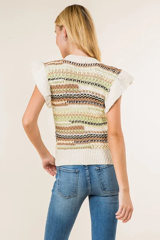 STRIPED JACQUARD PULLOVER VEST