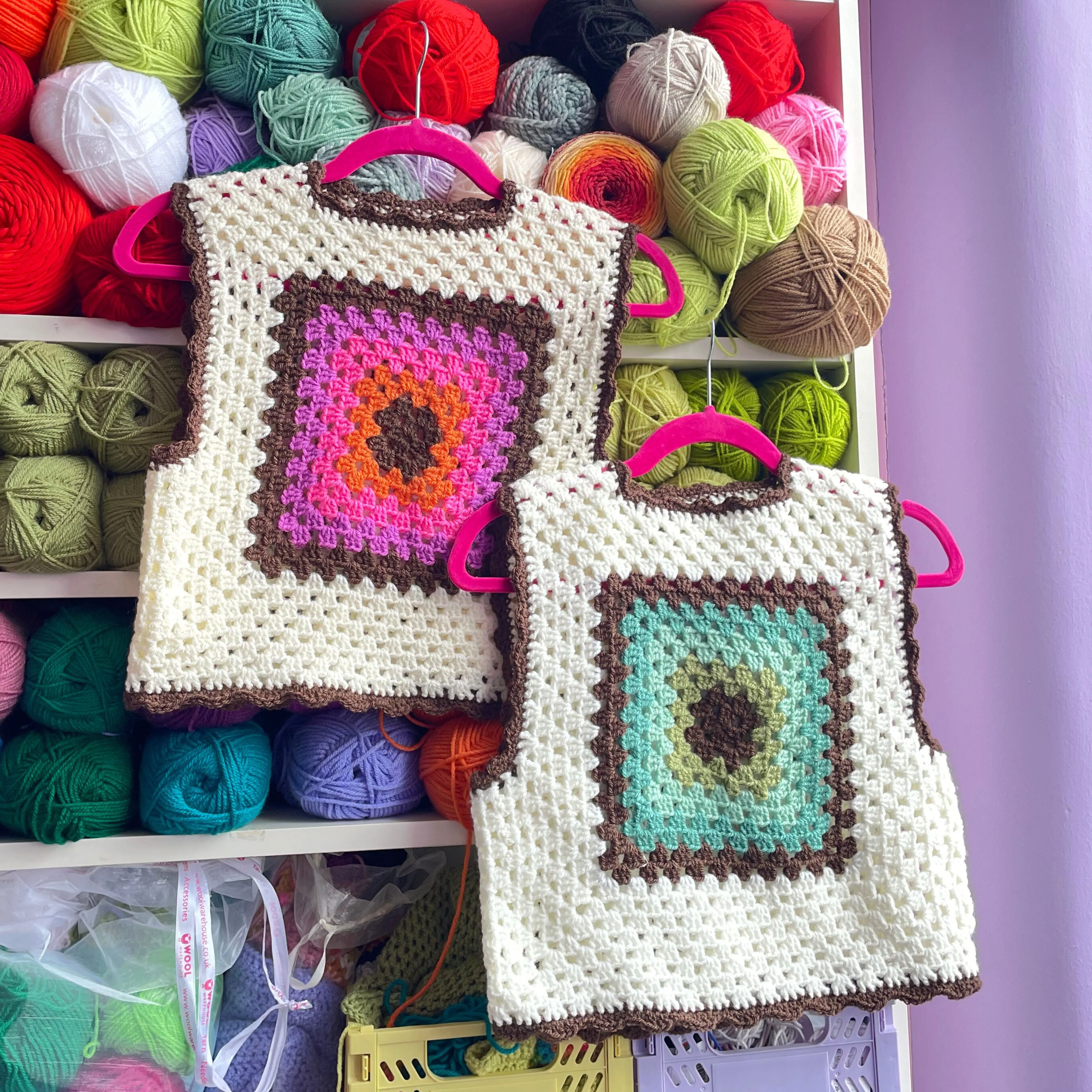 Sunrise Cream Granny Square Crochet Vest