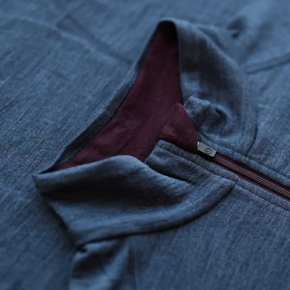 Womens Merino 200 Long Sleeve Zip Neck (Denim)