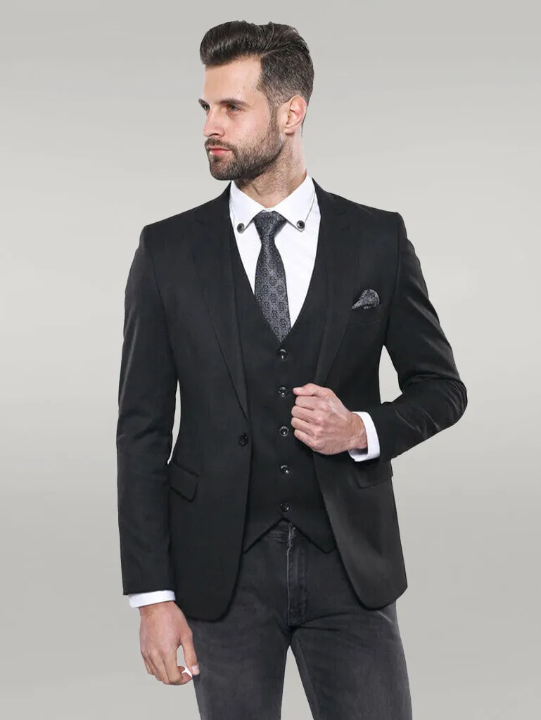 WSS Black Blazer Vest Set  - Singen