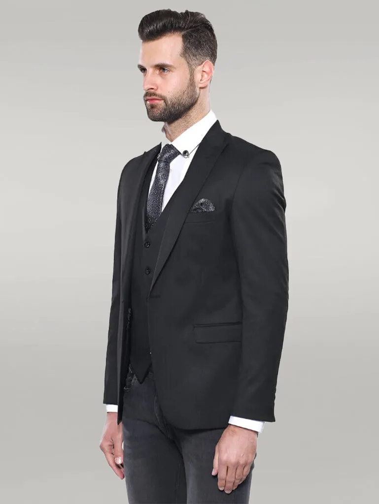 WSS Black Blazer Vest Set  - Singen