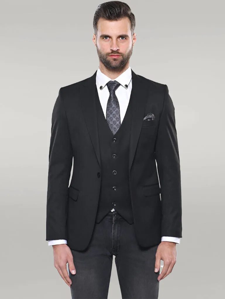 WSS Black Blazer Vest Set  - Singen